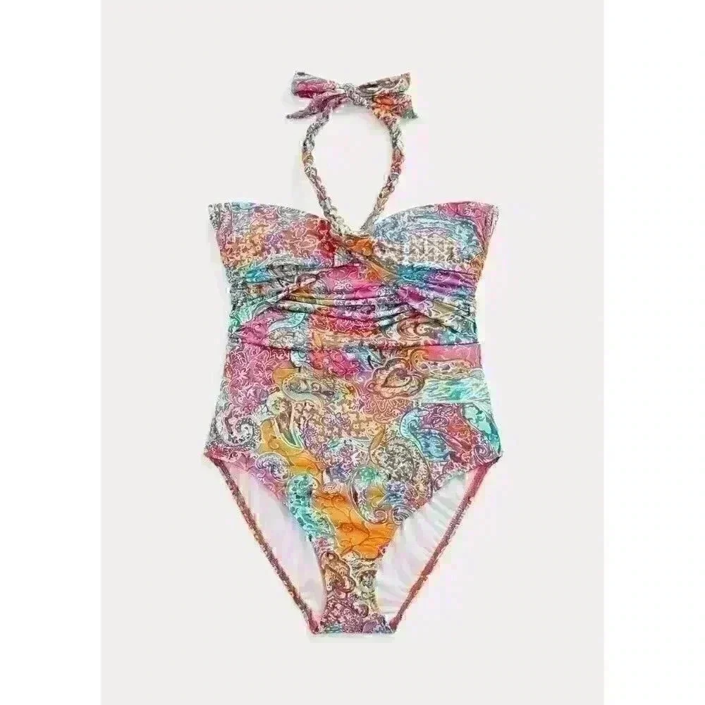 NEW Ralph Lauren Women's 16 Print Twist-Bandeau One-Piece Swimsuit NWT $150 - Picture 1 of 1